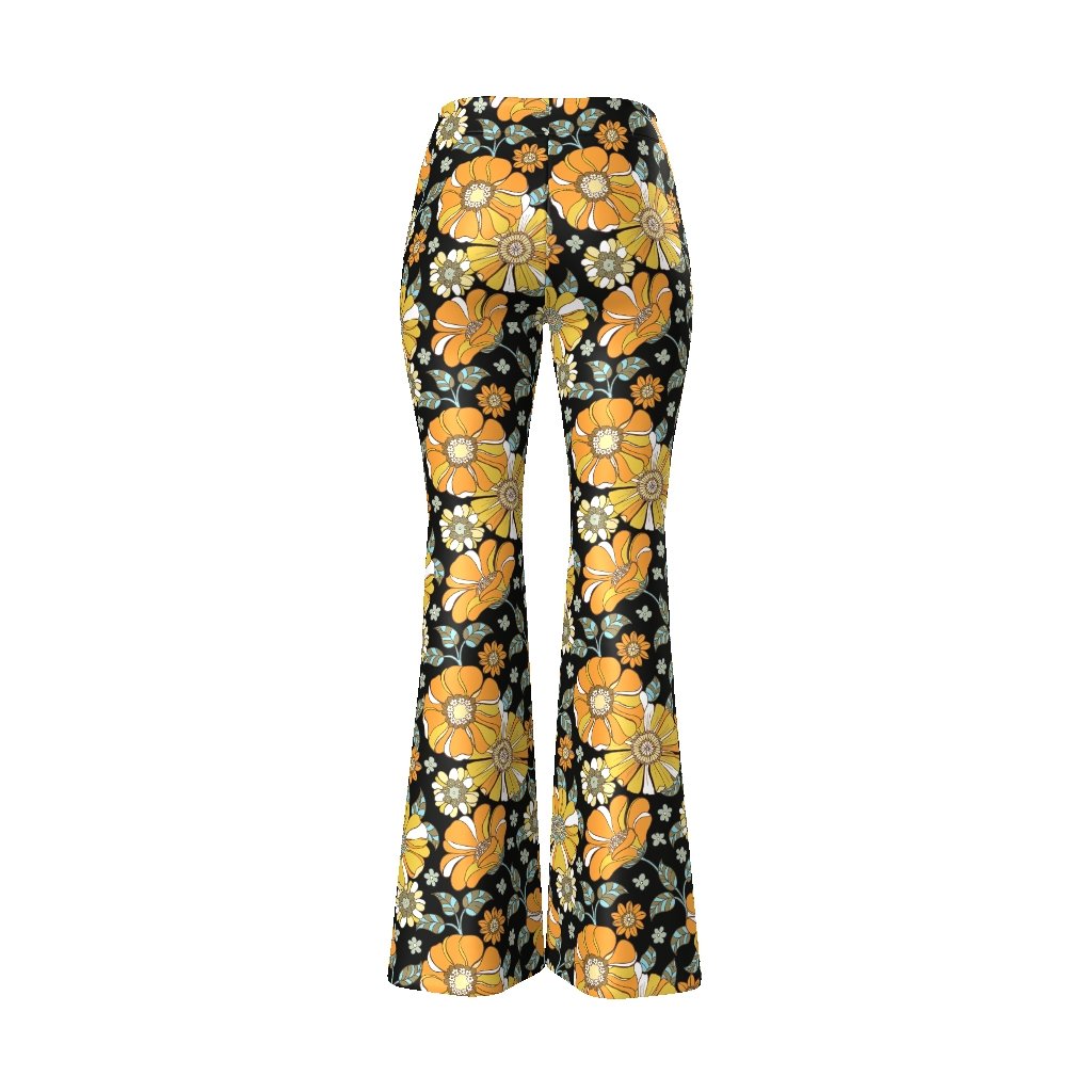Groovy Flowers Yoga Leggings Women, 70s Retro Floral High Waisted Pant –  Starcove Fashion